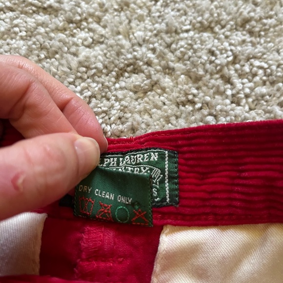 VTG 90s Ralph Lauren Country Red Corduroy High Waisted Shorts Women’s Sz 6 FLAW - Picture 3 of 10